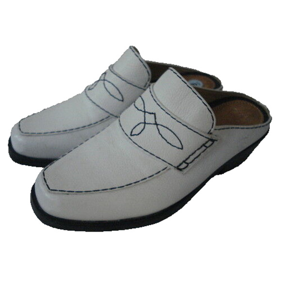 ARIAT WHITE LEATHER DRESS WESTERN CLOG SHOE SZ 6M MADE IN BRAZIL - Picture 1 of 8